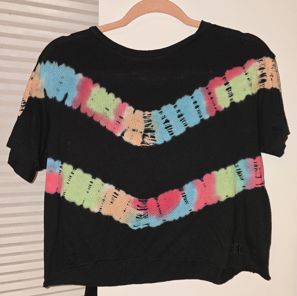 Pink cropped multi-coloeed top